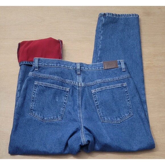 LL Bean Double L Relaxed Fit Fleece-Lined Blue Jeans Size 14 Women's - Picture 3 of 12